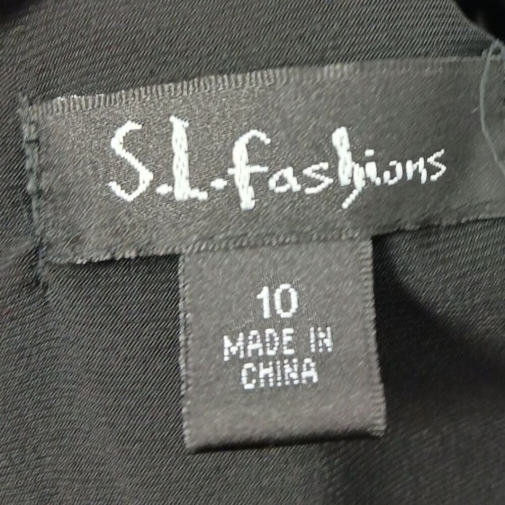 S.L. Fashions Color blocked Womens Party Dress Tie Belt Size Blk/Silver SIZE 10 - Picture 3 of 9